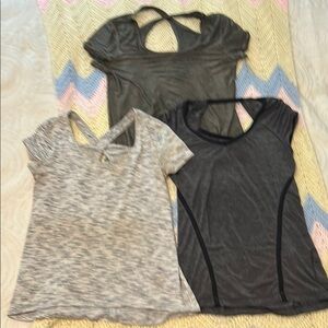 Lot of 3  LULULEMON 6 open back 2 another mile /run team spirit shirts